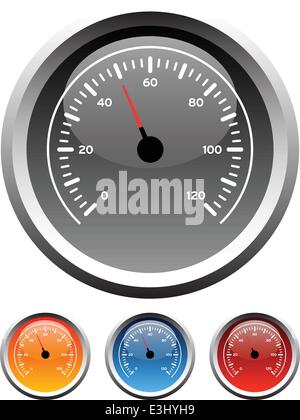 Cruscotto tachimetro icone di calibro in 4 colori Illustrazione Vettoriale