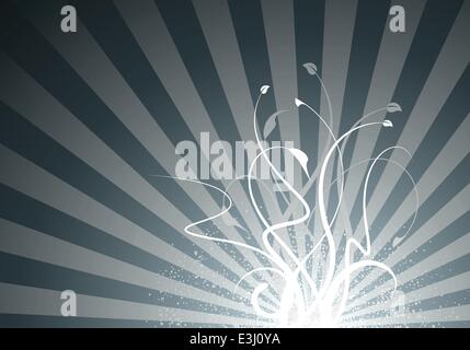 Luce floreali burst design di sfondo in grigio scuro Illustrazione Vettoriale