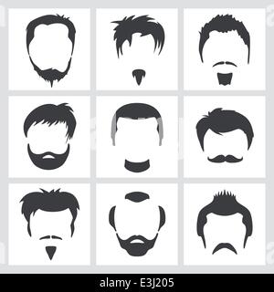 Set di uomini capelli e barba graphic design Illustrazione Vettoriale