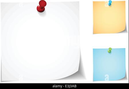 Spingere il pin note in tre colori di ogni nota e il pin Illustrazione Vettoriale