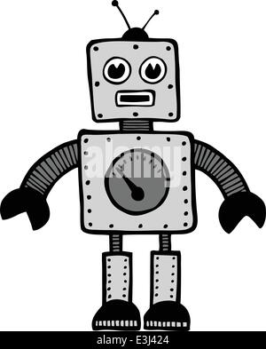 Robot androide cartoon illustrazione disegno vettoriale Illustrazione Vettoriale