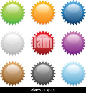 Set di vario colore adesivo rotondo icone Illustrazione Vettoriale