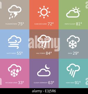 Set di meteo e storm icone simbolo Illustrazione Vettoriale