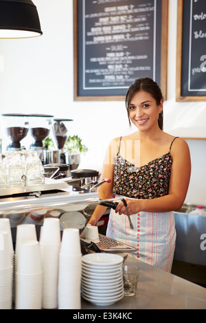 Proprietaria del Coffee Shop Foto Stock