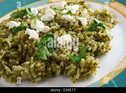 Spanakorizo - Spinaci e riso piatto greco Foto Stock