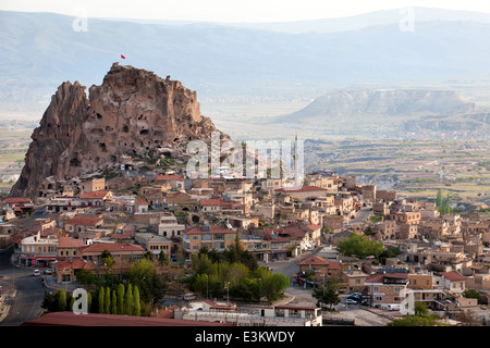 Veduta aerea del Castello di Uchisar in Nevsehir, Turchia Foto Stock