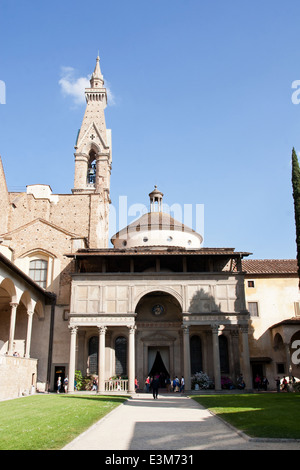 Brunelleschi la Cappella Pazzi; la Basilica di Santa Croce, Firenze Foto Stock