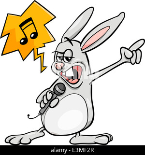 Cartoon illustrazione di Funny Bunny cantando canzone Rock Foto Stock