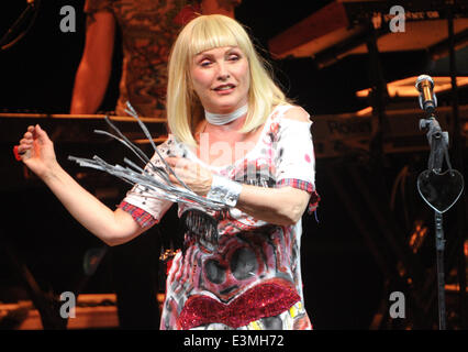 Berlino, Germania. Il 23 giugno, 2014. Noi cantante e attrice Debbie Harry compie durante un concerto con la sua band Blondie al Tempodrom di Berlino, Germania, 23 giugno 2014. Foto: ROLAND POPP/DPA - NESSUN SERVIZIO DI FILO-/dpa/Alamy Live News Foto Stock