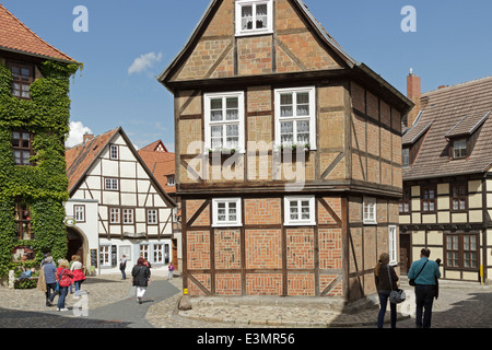 Telaio case, Schlossberg (castle hill), Quedlinburg, Sassonia Anhalt, Germania Foto Stock