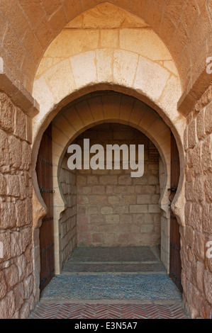 Alcazaba-gate, la Mota fortezza, alcala la real jaen-provincia, regione dell'Andalusia, Spagna, Europa Foto Stock