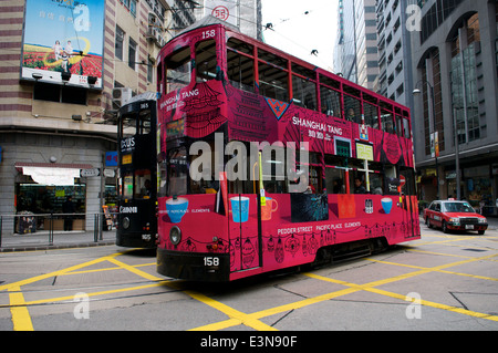 Double-decker tram, Hong Kong, Cina. Credito: Kraig Lieb Foto Stock