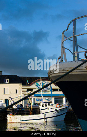 La pesca a fini commerciali le barche nel porto di Port-en-Bessin, Normandia, Francia Foto Stock