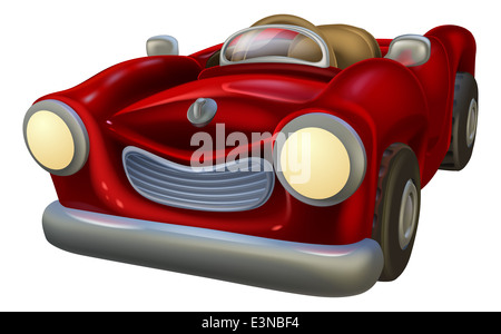 Una illustrazione di un cartoon carino rosso classico autovettura convertibile Foto Stock