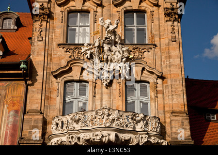 Dettaglio del municipio della città vecchia "Alte Rathaus" nel centro storico di Bamberg, Alta Franconia, Baviera, Germania, Europa Foto Stock