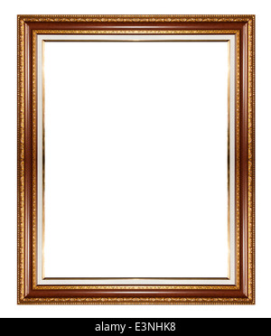 Oro picture frame isolati su sfondo bianco. Foto Stock