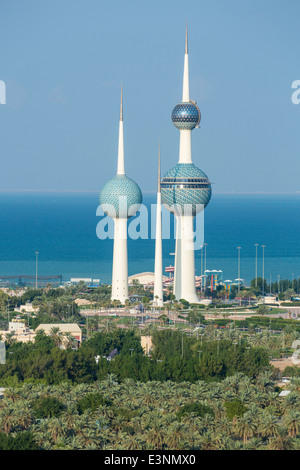 Kuwait Towers, Golfo Arabico Street, Kuwait City, Arabia Foto Stock