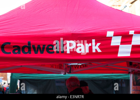 Cadwell Park tenda segno moto racing via Foto Stock