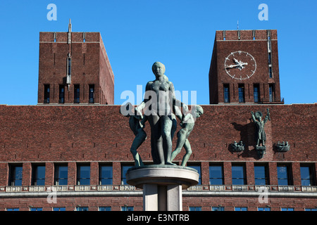 Il Municipio (Radhuset) a Oslo, capitale della Norvegia Foto Stock