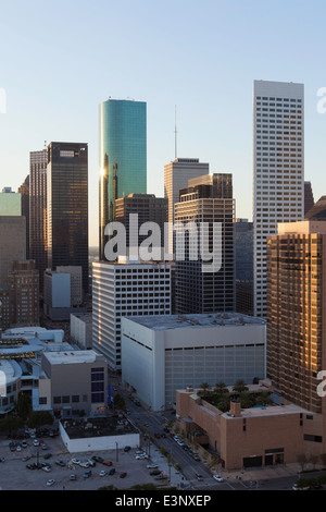 Downtown skyline della città, Houston, Texas, Stati Uniti d'America Foto Stock