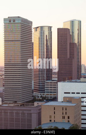 Downtown skyline della città, Houston, Texas, Stati Uniti d'America Foto Stock