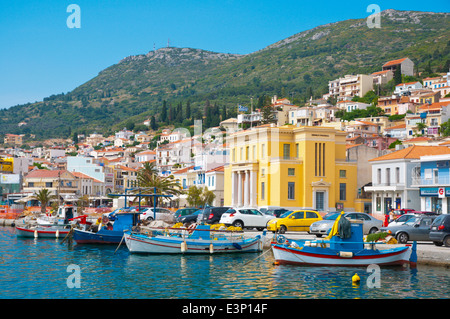 Sofouli, mare street Vathi, città di Samos, Samos Island, Grecia, Europa Foto Stock