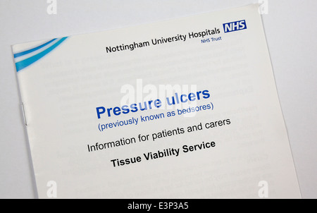 Ulcere da Pressione NHS opuscolo informazioni Inghilterra REGNO UNITO Foto Stock