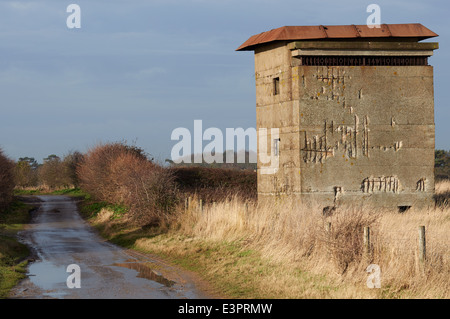 Seconda Guerra Mondiale costiere torre di vedetta, East Lane, Bawdsey, Suffolk, Regno Unito. Foto Stock