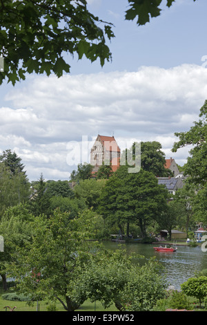 La chiesa, Stadtsee (città lago), Lychen, Uckermark, Brandeburgo, Germania Foto Stock