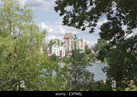 La chiesa, Stadtsee (città lago), Lychen, Uckermark, Brandeburgo, Germania Foto Stock