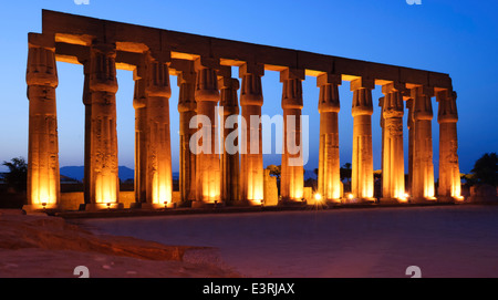 Tempio di Luxor nella notte Foto Stock