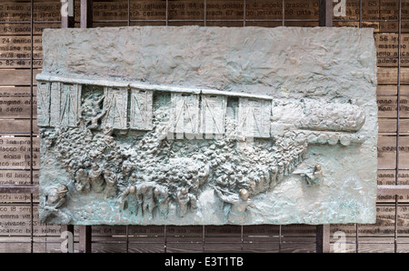 Le placche di commemorazione dell'Olocausto su una parete del Ghetto di Venezia, Italia Foto Stock