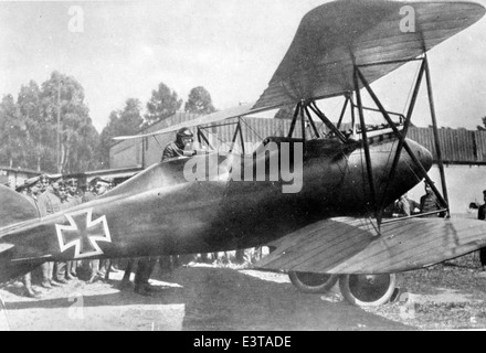 Fotografia della collezione di Lou Larson che raffigura l'aviazione della prima guerra mondiale. L'immagine mette in evidenza gli aerei dell'inizio del XX secolo e il ruolo che hanno svolto nella grande Guerra, fornendo una visione storica dell'evoluzione del combattimento aereo durante il conflitto. Foto Stock