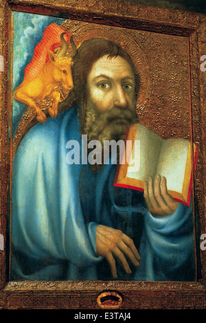 La pittura di 'Saint l evangelista Luca' dal pittore gotico Theoderic Master nella Galleria Nazionale di Praga, Repubblica Ceca. Foto Stock