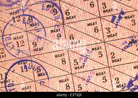 Coupon di carne entro una seconda guerra mondiale Regno Unito razione prenota Foto Stock