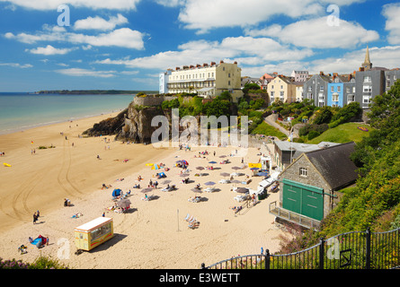 Castello Sands, Tenby, Galles. Foto Stock