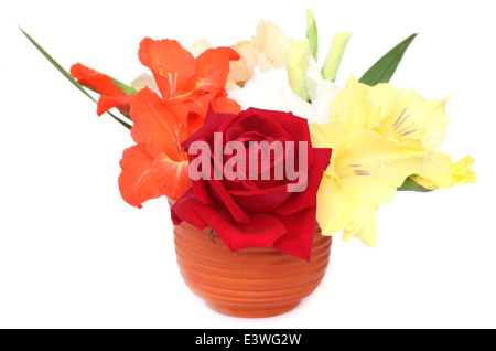 Mazzo di fiori in un vaso bown Foto Stock