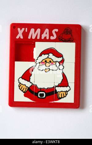 Xmas Babbo Natale Santa Claus diapositiva puzzle isolati su sfondo bianco - completata nel giusto ordine (per confuso uno Vedere E3WHRF) Foto Stock