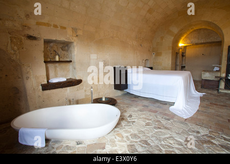 Hotel sextantio le grotte della Civita, Matera, Basilicata, Italia, Europa Foto Stock