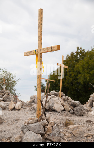 Croci votive, la croce di montagna, Medugorje, Bosnia e Erzegovina, europa Foto Stock