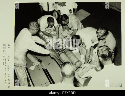 Questa immagine mostra il Convair/General Dynamics Atlas Lifting Body e il razzo Little Joe II, sviluppato negli anni '1960 Queste furono importanti pietre miliari nell'esplorazione spaziale degli Stati Uniti e nei test delle capacità di rientro dei veicoli spaziali. Foto Stock