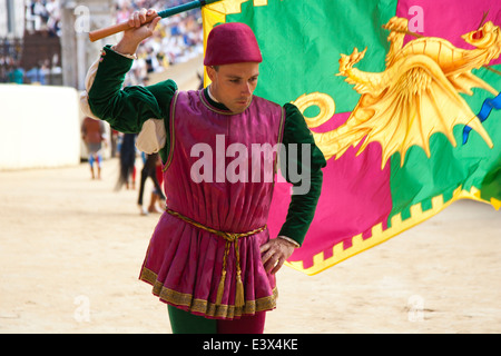 Contrada del drago, il corteo storico, il palio di Siena Siena, Toscana, Italia, Europa Foto Stock