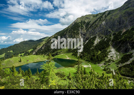 Geisalptal, Algovia Alpi, Unterer Gaisalpsee lago, Baviera, Germania Foto Stock