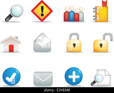 Azienda moderna icona set di illustrazioni a colori Illustrazione Vettoriale