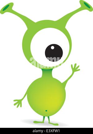 Illustrazione vettoriale di un uno eyed alien Illustrazione Vettoriale