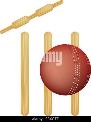 Semplice stile icona illustrazione dei monconi di cricket e sfera Illustrazione Vettoriale