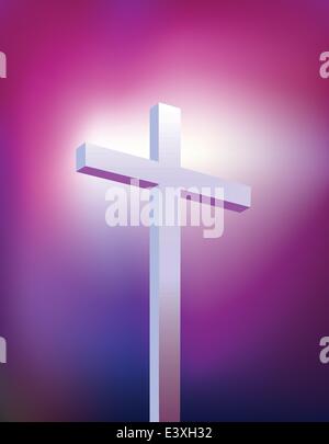 Illustrazione di un viola e azzurro cristiana croce moderna Illustrazione Vettoriale