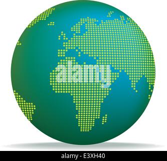 Immagine di un globo con una mappa tratteggiata Illustrazione Vettoriale