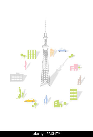 Tokyo Skytree illustrazione Foto Stock