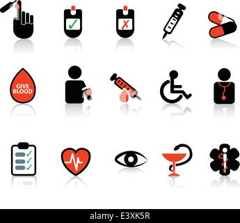 Medico e il diabete e ospedale di simboli e icone Illustrazione Vettoriale